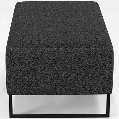 Kit 02 Puffs Decorativo Sala De Estar Cléo 90cm W01 Base Ferro Preto Bouclê Preto