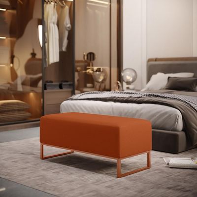 Kit 02 Puffs Decorativo Sala De Estar Cléo 90cm W01 Base Ferro Cobre Tecido Terracota