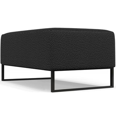 Kit 02 Puffs Decorativo Sala De Estar Cléo 90cm W01 Base Ferro Preto Bouclê Preto