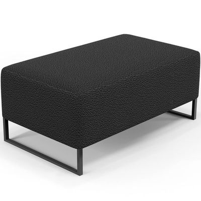 Kit 02 Puffs Decorativo Sala De Estar Cléo 90cm W01 Base Ferro Preto Bouclê Preto