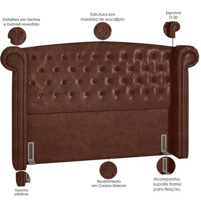 Cabeceira Cama Box Casal 140 Cm P05 Sofia Corino Marrom