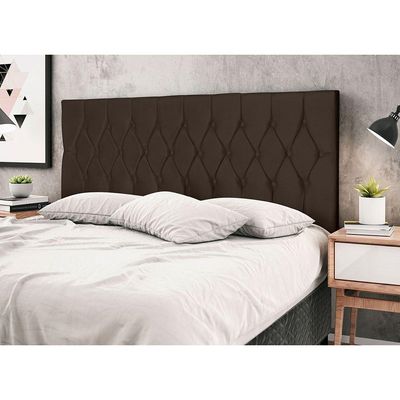 Cabeceira Madri Para Cama Box King 195 Cm Suede Marrom