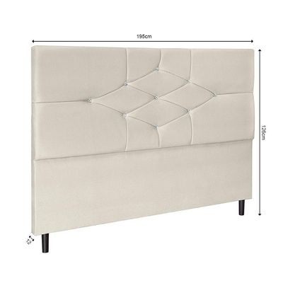 Cabeceira Camboriú Para Cama Box King 195 Cm Suede Bege