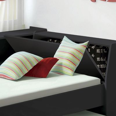 Cama Solteiro Bicama Estante +luz+2colc Ditália Bb2829 Cor:preto Preto