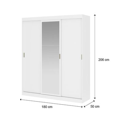 Guarda Roupa Solteiro 3 Portas 4 Gav 1 Espelho Branco Fenix