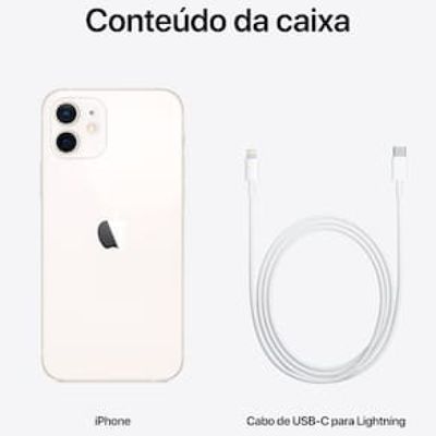 iPhone 12 Apple 128GB Branco 5G Tela de 6,1, Câmera Dupla de 12MP, iOS