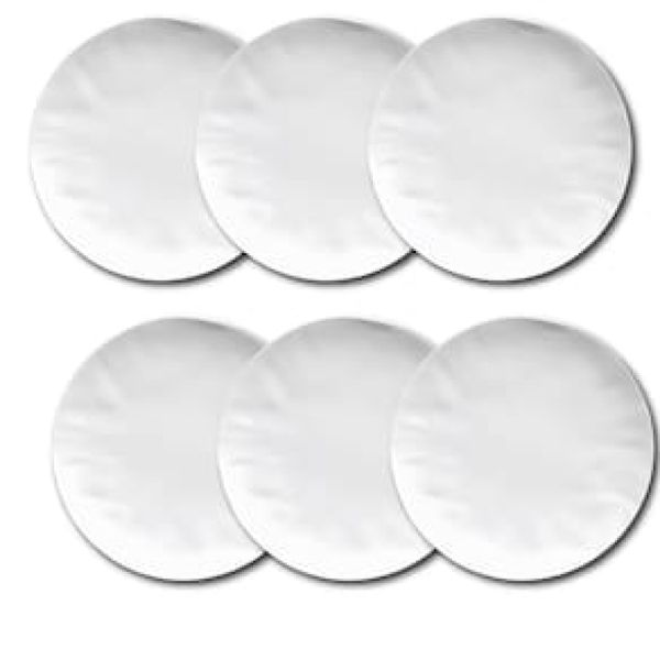 Conjunto de Pratos Rasos Germer Orgânico em Porcelana Branco 6 Peças