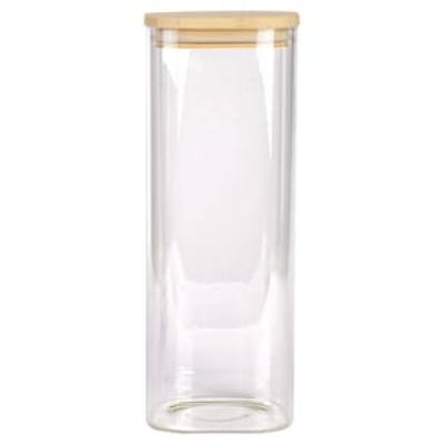 Porta Mantimentos Quadrado Dynasty em Vidro Borossilicato com Tampa de Bambu  1,9L