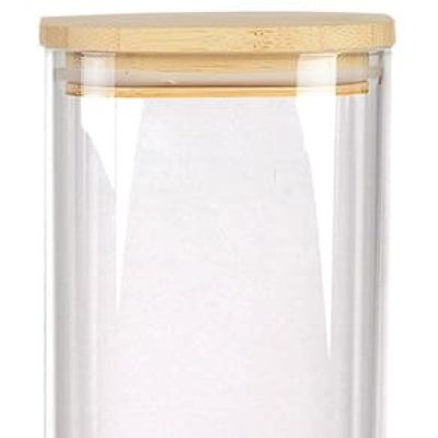 Porta Mantimentos Quadrado Dynasty em Vidro Borossilicato com Tampa de Bambu  1,9L
