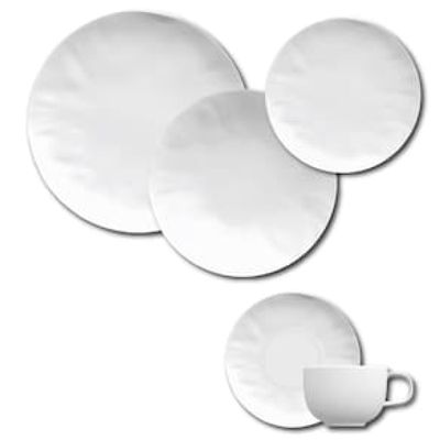Aparelho de Jantar, Chá e Sobremesa 20 Peças Orgânico em Porcelana – Branco