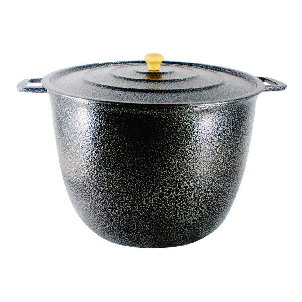 Caldeirão Alça Alumínio Craqueado com Tampa 16,7L Preto 34cm