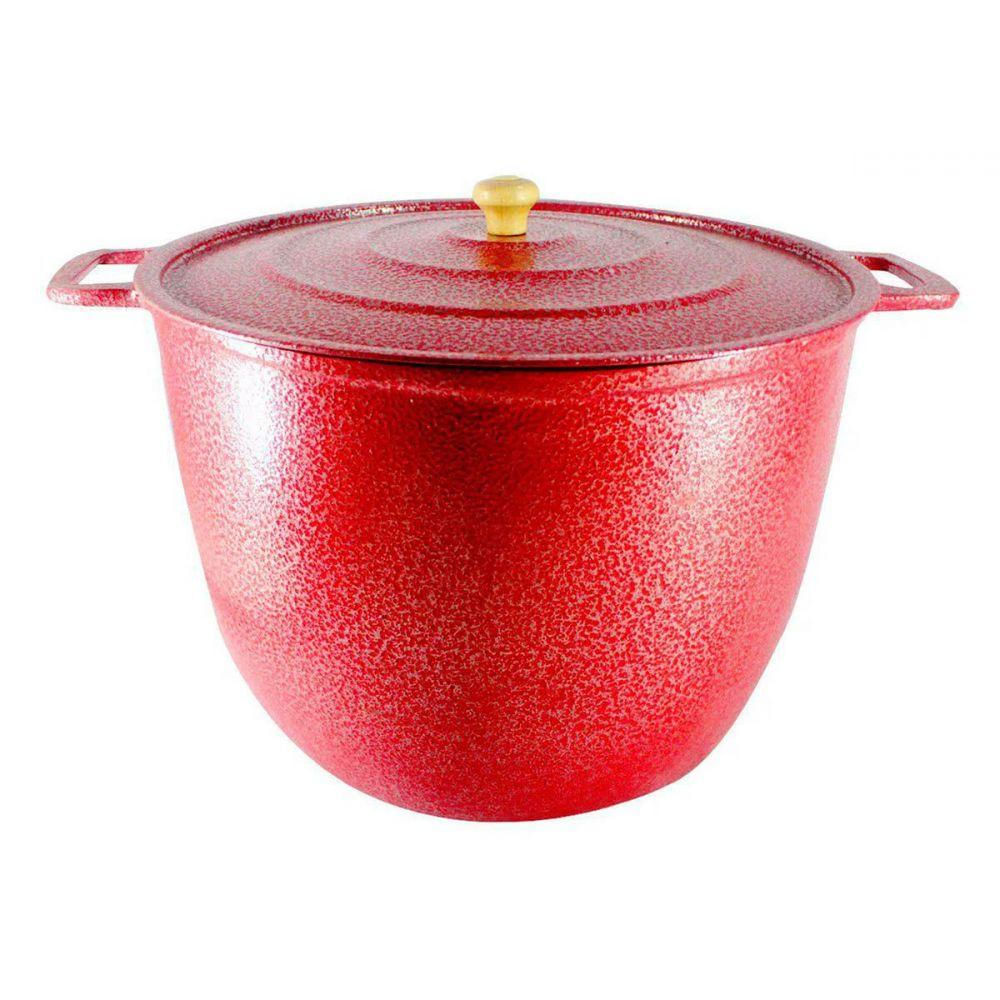 Caldeirão Alça Alumínio Craqueado Tampa 16,7L Vermelho 34cm