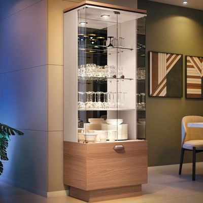 Cristaleira Nicho Adega Led B01 Nature Off White