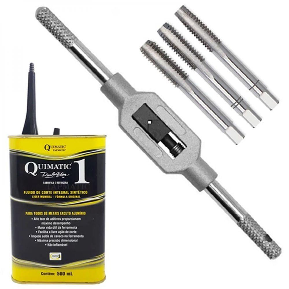 Kit Jogo De Macho M10 X 1,5 + Desandador + Fluido De Corte