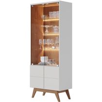 Kit Para Sala De Jantar Buffet íris Com Cristaleira Martin C04 Off White Matte Freijó - Lyam