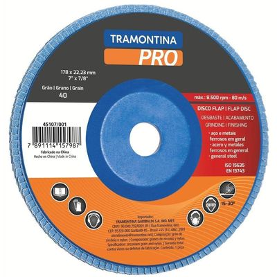Disco Flap Para Acabamento 7" - Grão 40 Tramontina Pro Tramontina