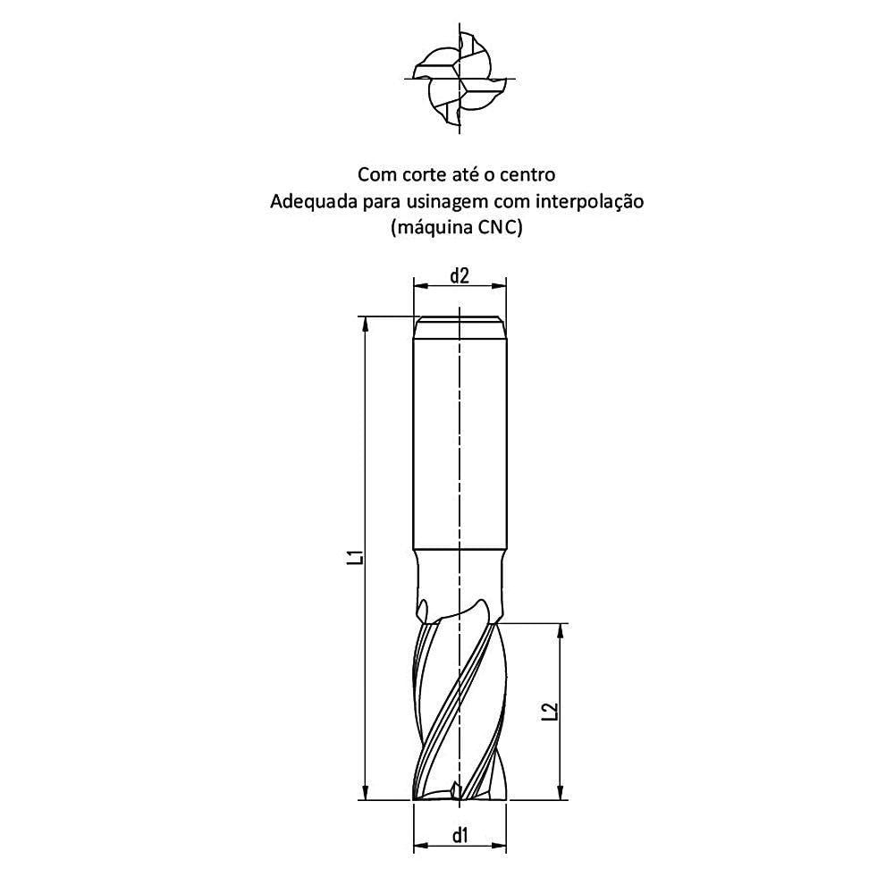Fresa De Topo Haste Cilíndrica - 4x11x55x6x4 - 1503