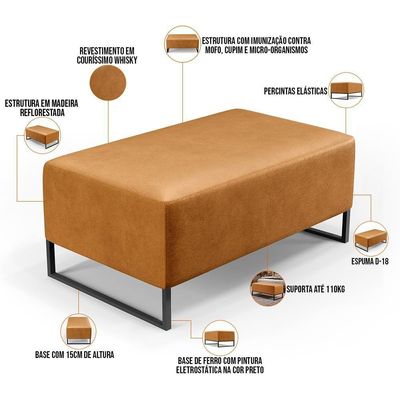 Puff Sala De Estar Cléo Base Ferro 90 Cm Couríssimo Whisky