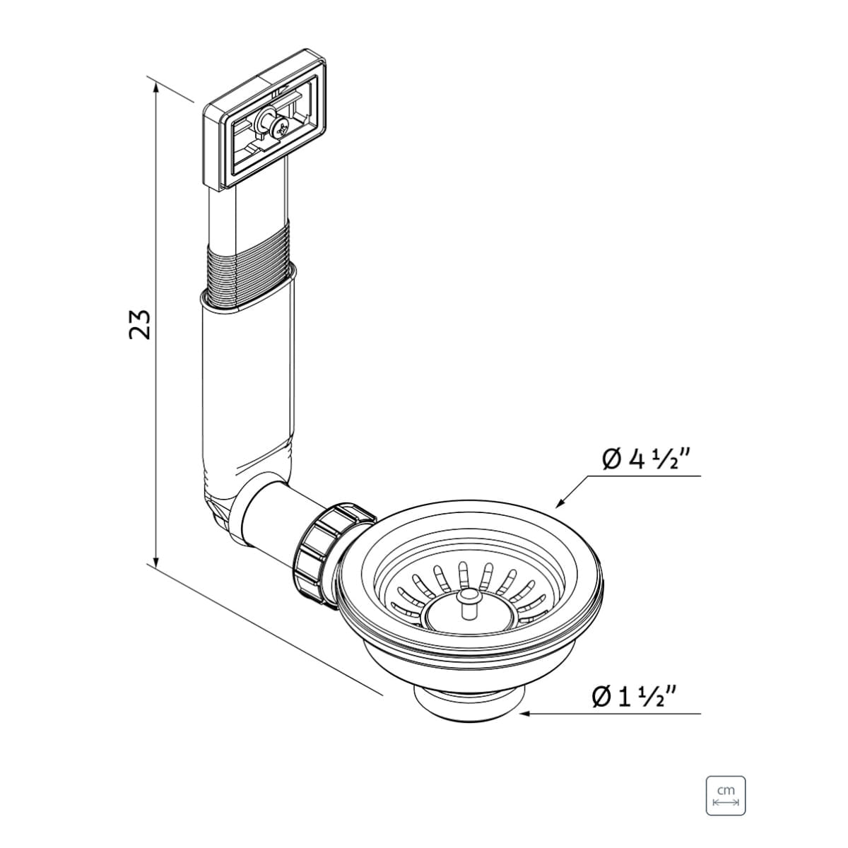 Válvula Tramontina 4 1/2" Luxo com Escape em Aço Inox Polido e Polipropileno para Pias e Cubas