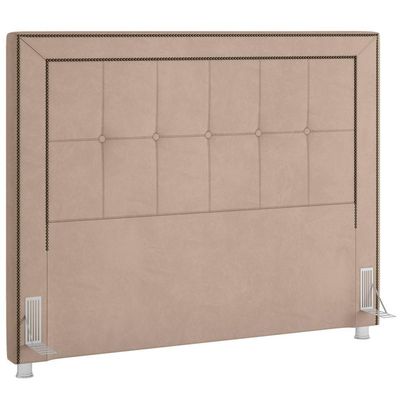 Cabeceira Cama Box Casal 140cm P05 Atenas Veludo Bege