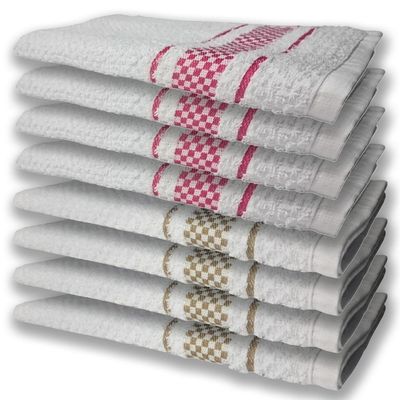 8 Panos De Prato Atoalhado Felpudo Premium 4 Rosa 4 Marrom