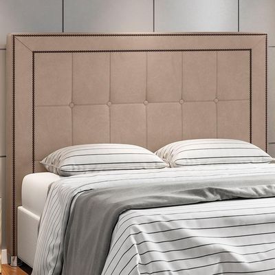 Cabeceira Cama Box Casal 140cm P05 Atenas Veludo Bege