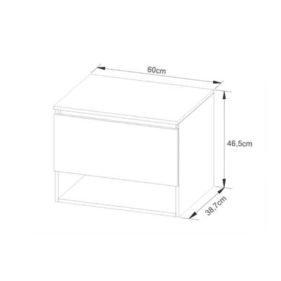 Gabinete de Banheiro Suspenso BN3606 1 Porta cor Amêndoa/Branco - Tecno Mobili