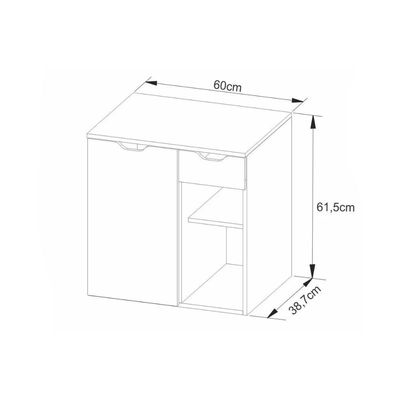 Gabinete de Banheiro Suspenso BN3605 1 Porta 1 Gaveta cor Amêndoa - Tecno Mobili
