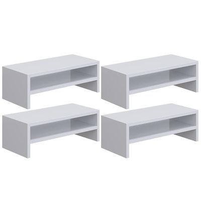 Kit 4 Suportes Stand Para Monitores Mesa Escritório Branco