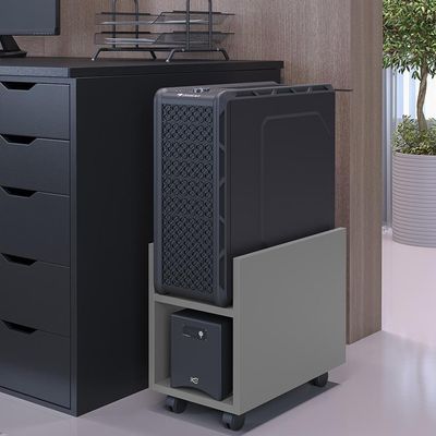 Kit 04 Suportes Para Cpu E Nobreak Com Rodízios Guide L03 Cinza - Lyam