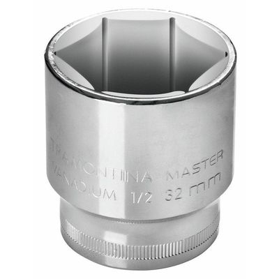 Soquete Sextavado 27 Mm Encaixe 1/2´´ Com Acabamento Cromado