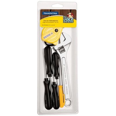 Kit De Ferramentas Tramontina Com Chaves De Fenda Chave Ajustável E Trena 7 Peças Tramontina