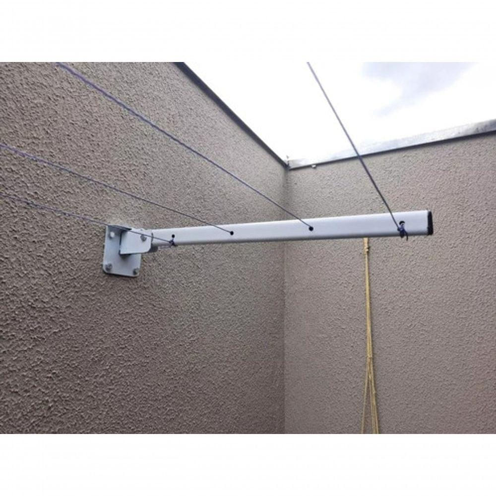 Suporte De Varal Dobrável De Parede Branco 4 Furos - 1 Par