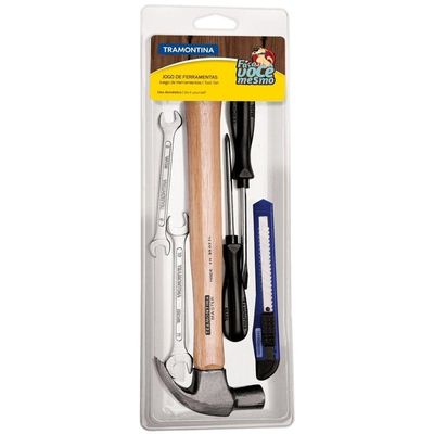 Kit De Ferramentas Tramontina Com Martelo Chaves Fixas Estilete E Chaves De Fenda 6 Peças Tramontina
