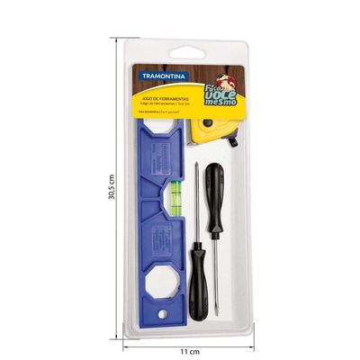 Kit De Ferramentas Tramontina Com Nível De Plástico Trena E Chaves De Fenda 4 Peças Tramontina