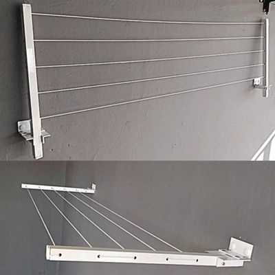 Varal Roupa Aço Articulado Dobrável Parede Muro Suporte