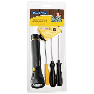 Kit de Ferramentas com Lanterna Chaves de Fenda e Trena