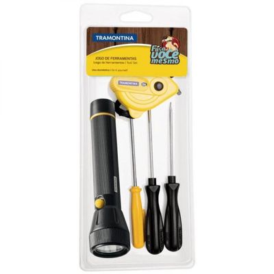 Kit de Ferramentas com Lanterna Chaves de Fenda e Trena