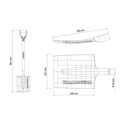 Vanga Quadrada 400/20 Aço Cabo De Madeira 71 Cm Empunhadura Plástica Reta Ergonômica