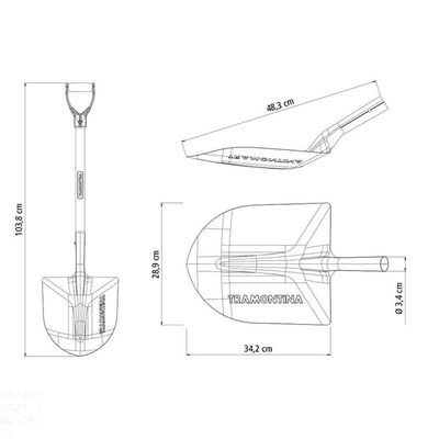 Pá De Bico 460/40 Em Aço Com Cabo De Madeira 71 Cm Com Empunhadura Plástica Curva Ergonôm