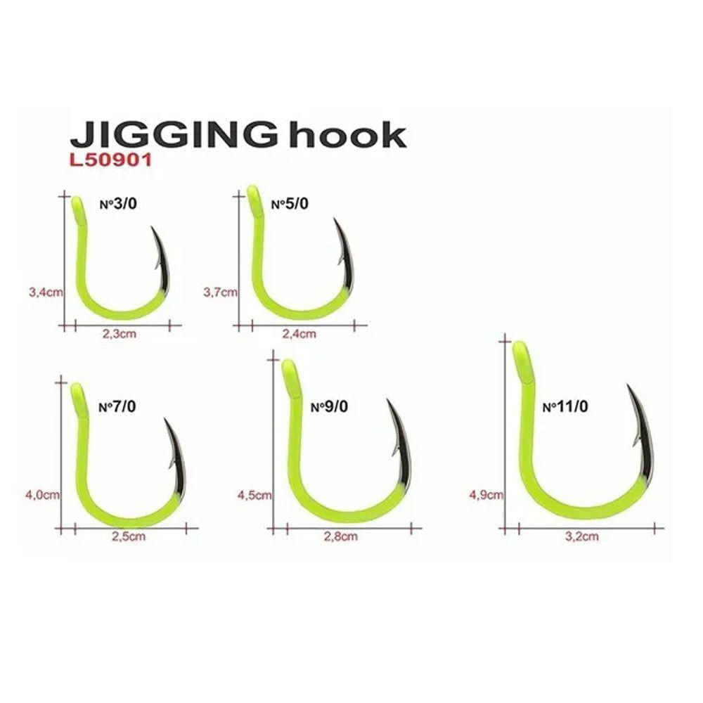 Anzol Maruri Jigging Hook Aqua Amarelo Limão 7/0 - C/06un