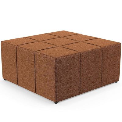 Kit 02 Puffs Decorativo Para Sala De Estar Quadrado Milano 90X90Cm W01 Bouclê Terracota