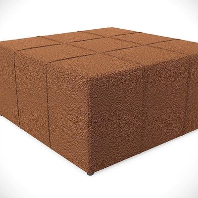 Kit 02 Puffs Decorativo Para Sala De Estar Quadrado Milano 90X90Cm W01 Bouclê Terracota