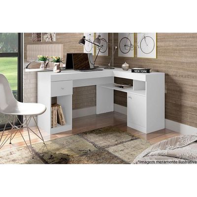 Mesa de Computador Nilo c/ 1 Porta e 1 Gaveta Branco - Caemmun