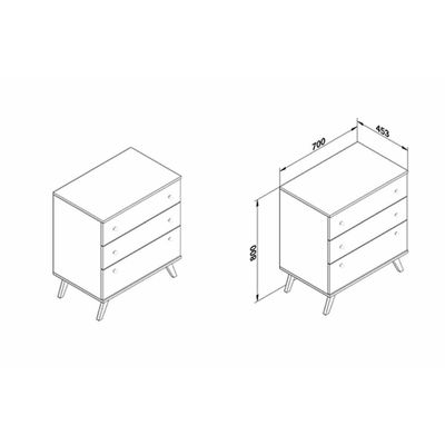 Cômoda Solteiro RT 3018 c/ 3 Gavetas Branco - Movelbento