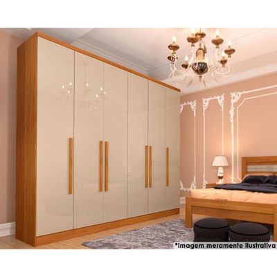 Guarda Roupa Casal Veneza c/ 6 Portas e 4 Gavetas Cinamomo/Off White - Tcil Móveis