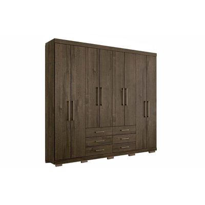Guarda Roupa Casal 8 Portas e 6 Gavetas c/ Pés Master 8.6 Jatoba - Santos Andirá