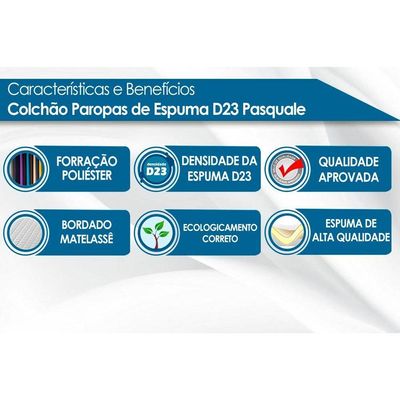 Colchão Solteiro Espuma D23 Pasquale Black (88x188x14) - Paropas