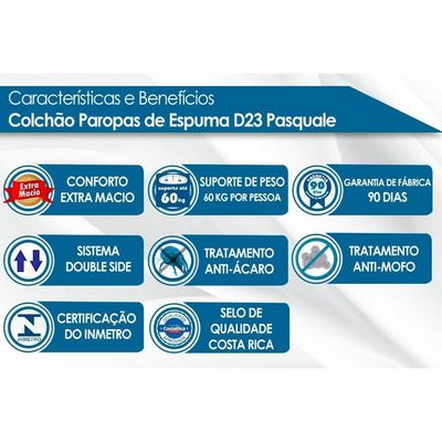 Colchão Solteiro Espuma D23 Pasquale Black (88x188x14) - Paropas
