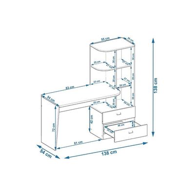 Mesa de Computador Elisa c/ 2 Gavetas e 6 Nichos Branco - Permóbili